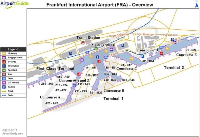 Mapa de los aeropuertos de Frankfurt