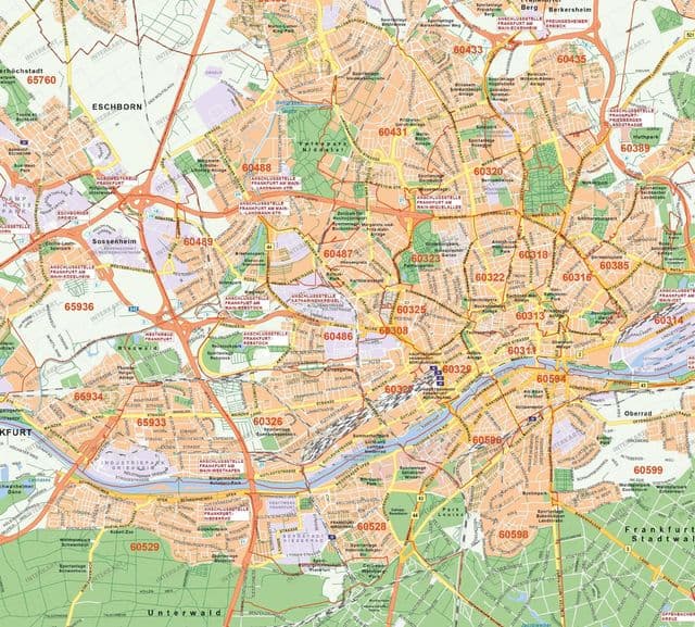Mapa de códigos postales de Frankfurt