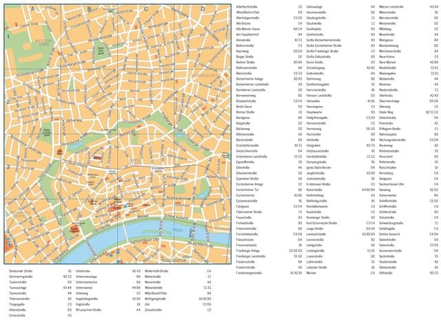 Mapa de calles de Frankfurt