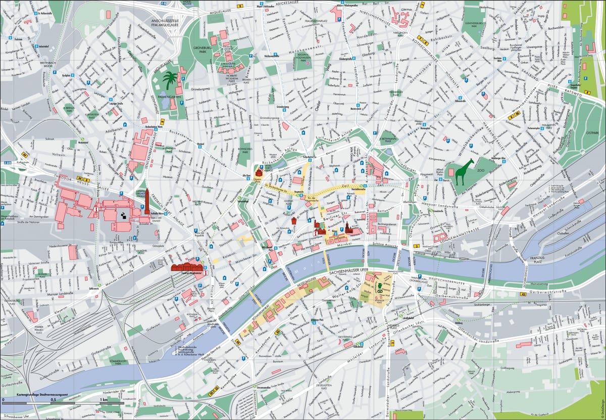 Mapa de la ciudad de Frankfurt