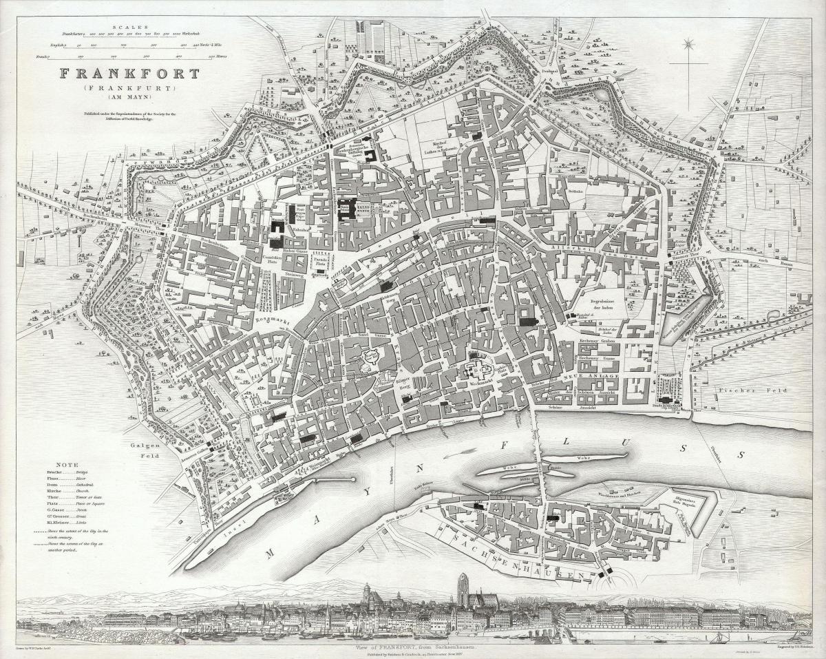 Mapa histórico de Frankfurt