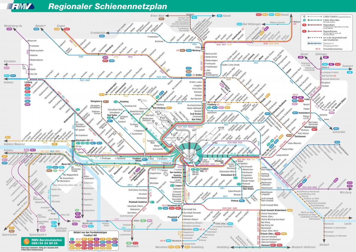 Mapa de las estaciones de tren de Frankfurt