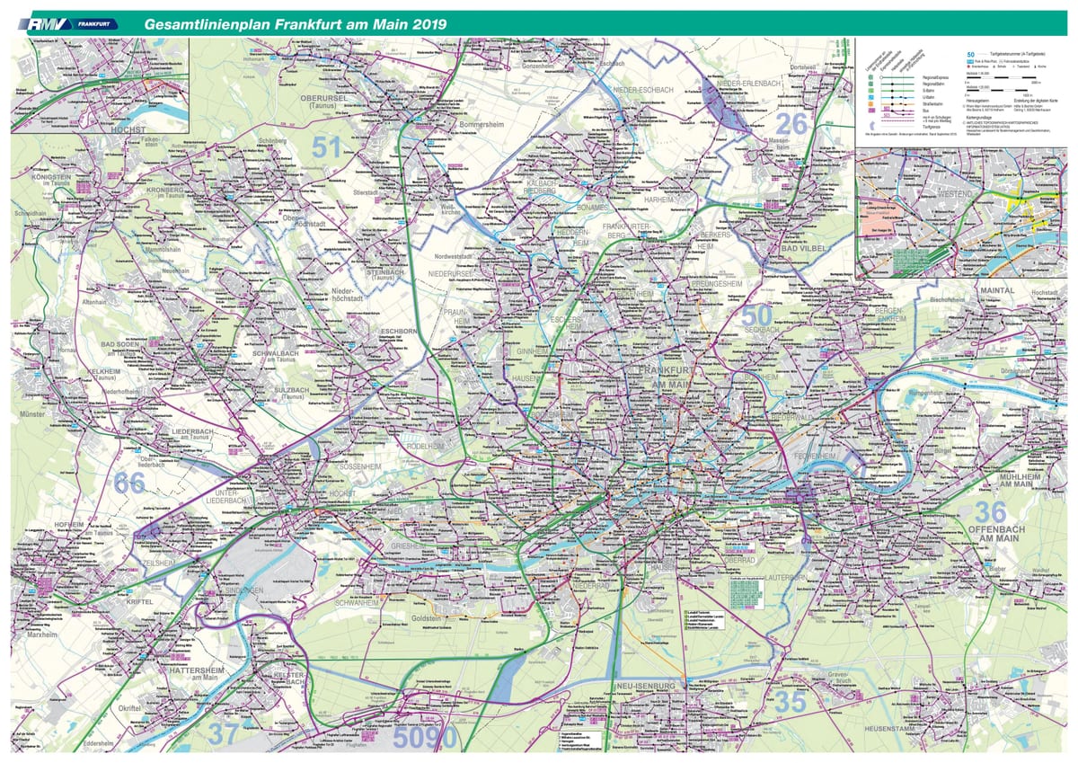 Mapa de la estación de autobuses de Frankfurt