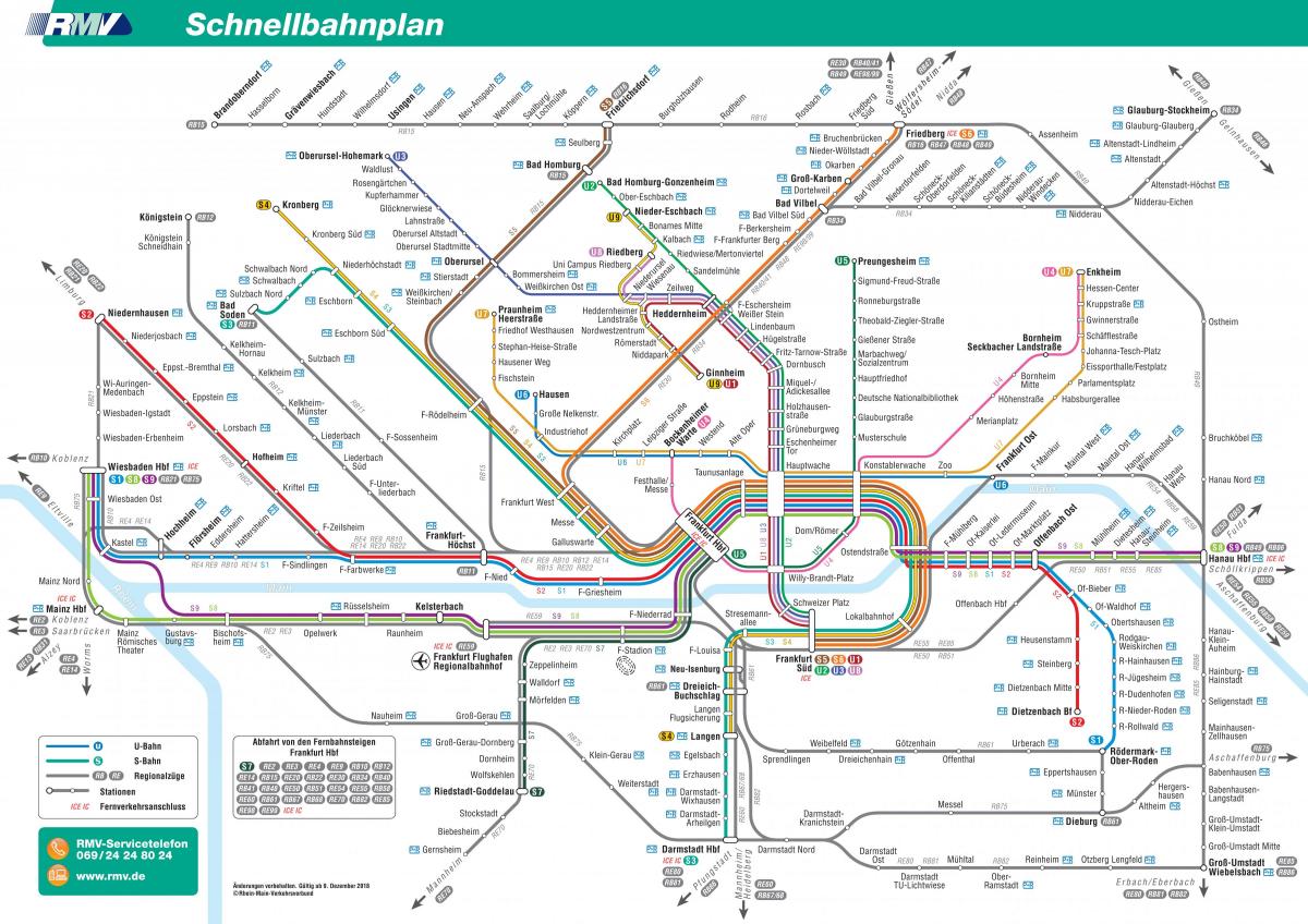 Mapa de las estaciones de metro de Frankfurt