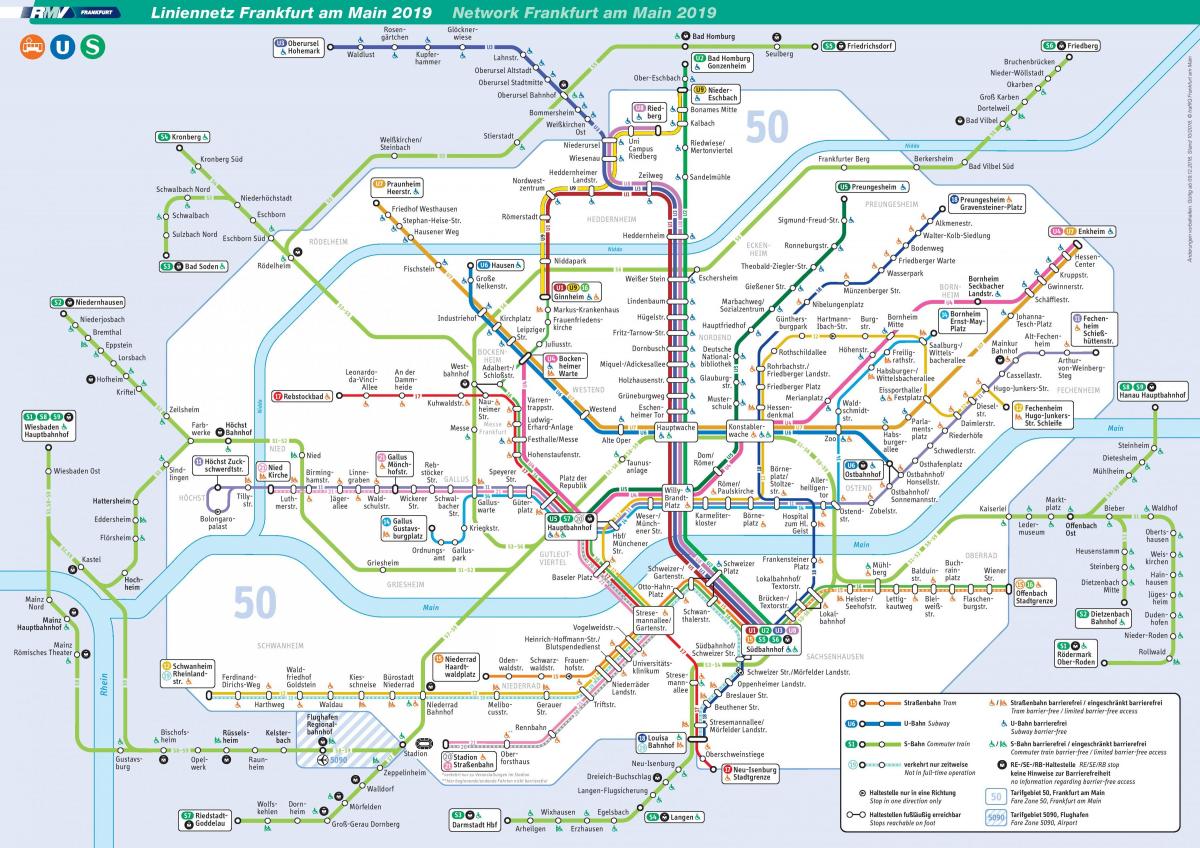 Mapa de la estación de metro de Frankfurt
