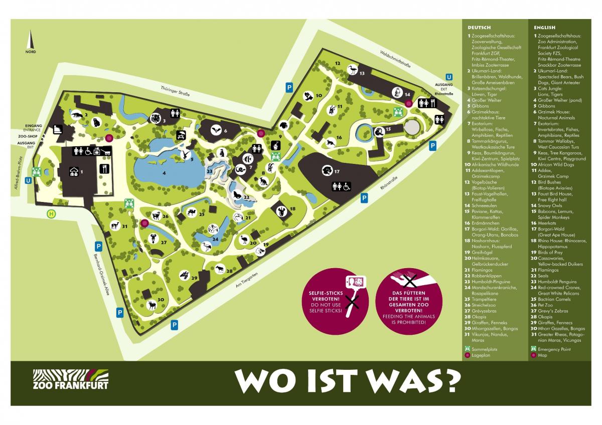 Mapa del parque zoológico de Frankfurt